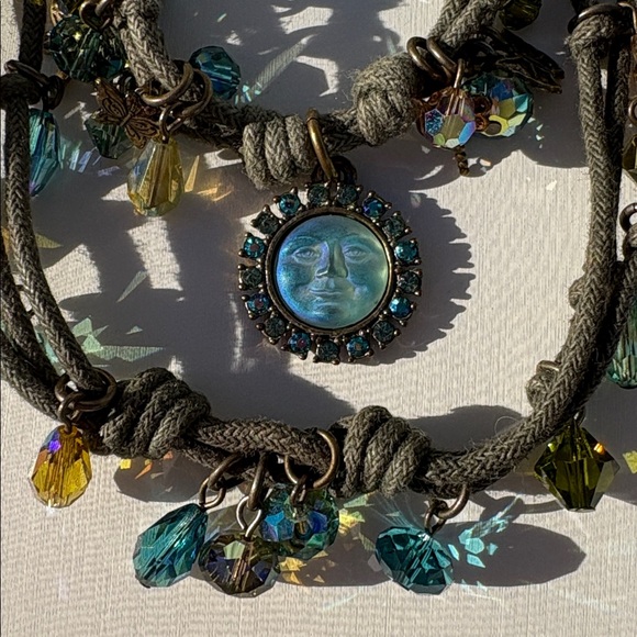 Kirks Folly Moon face bracelet & necklace set Crystal Charm Bracelet seaview